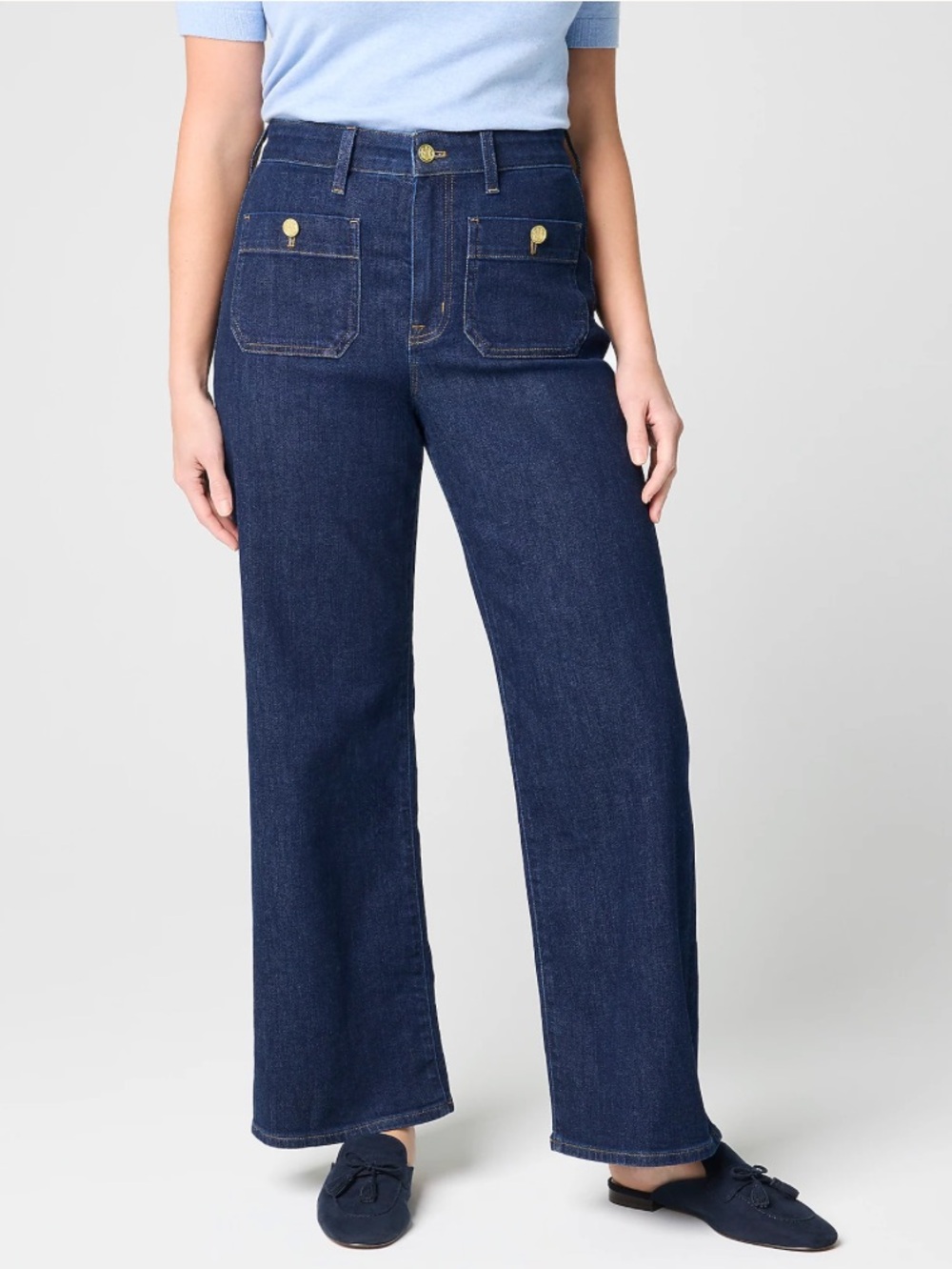 J.CREW, Curvy Full Length Wide Leg All-Day Stretch Jeans, Dark Wash, Sz 29, NWT
